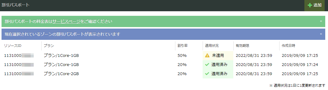 割引パスポートの適用状況が表示されるようになりました