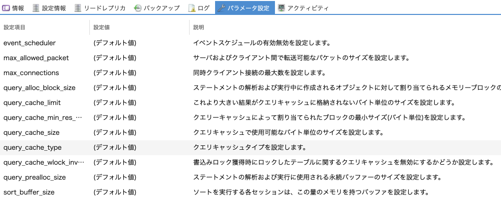 データベースアプライアンスでデータベース設定のパラメータ項目を追加しました