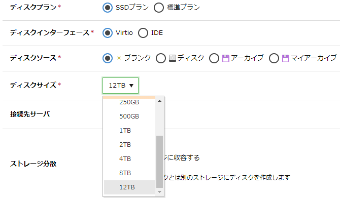 SSDプランのディスクに8TB/12TBを追加しました